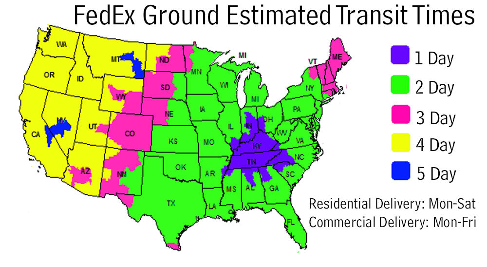 Map of Shipping Times