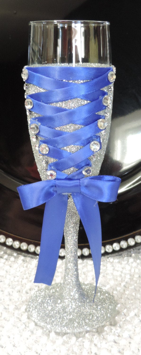 royal blue and silver wedding centerpieces