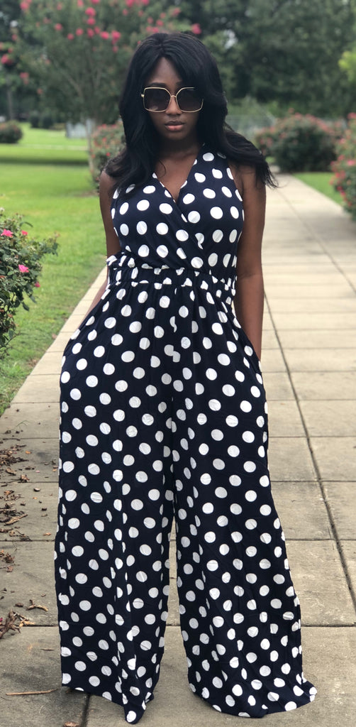 Navy Polka dot Jumpsuit – Klassy Xpressions Boutique