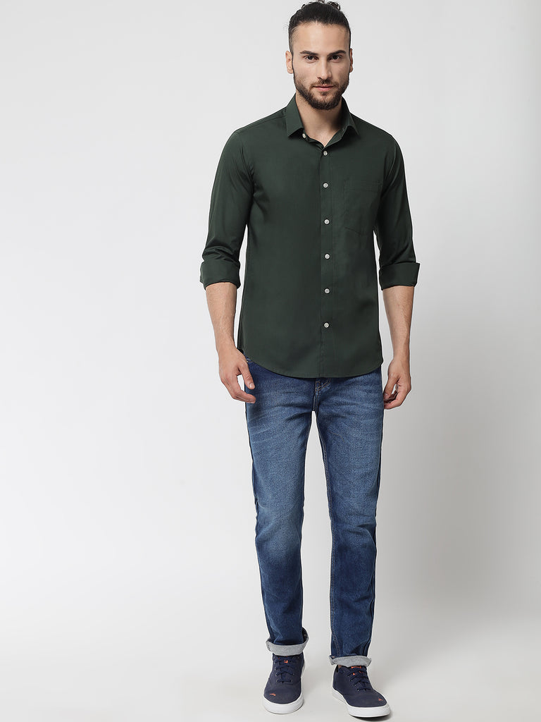 Bottle Green Colour Cotton Shirt For Men – Prime Porter