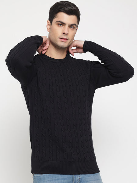 Black Cable Knit Sweater For Men – Prime Porter