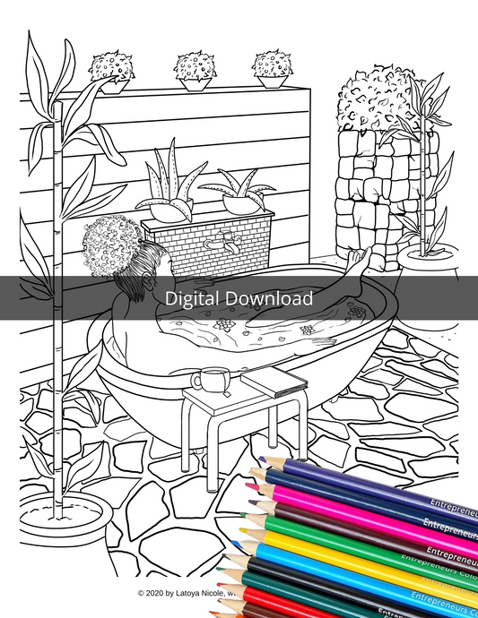 Women in Luxury & Self Care Set of 10 Coloring Pages Instant Download 