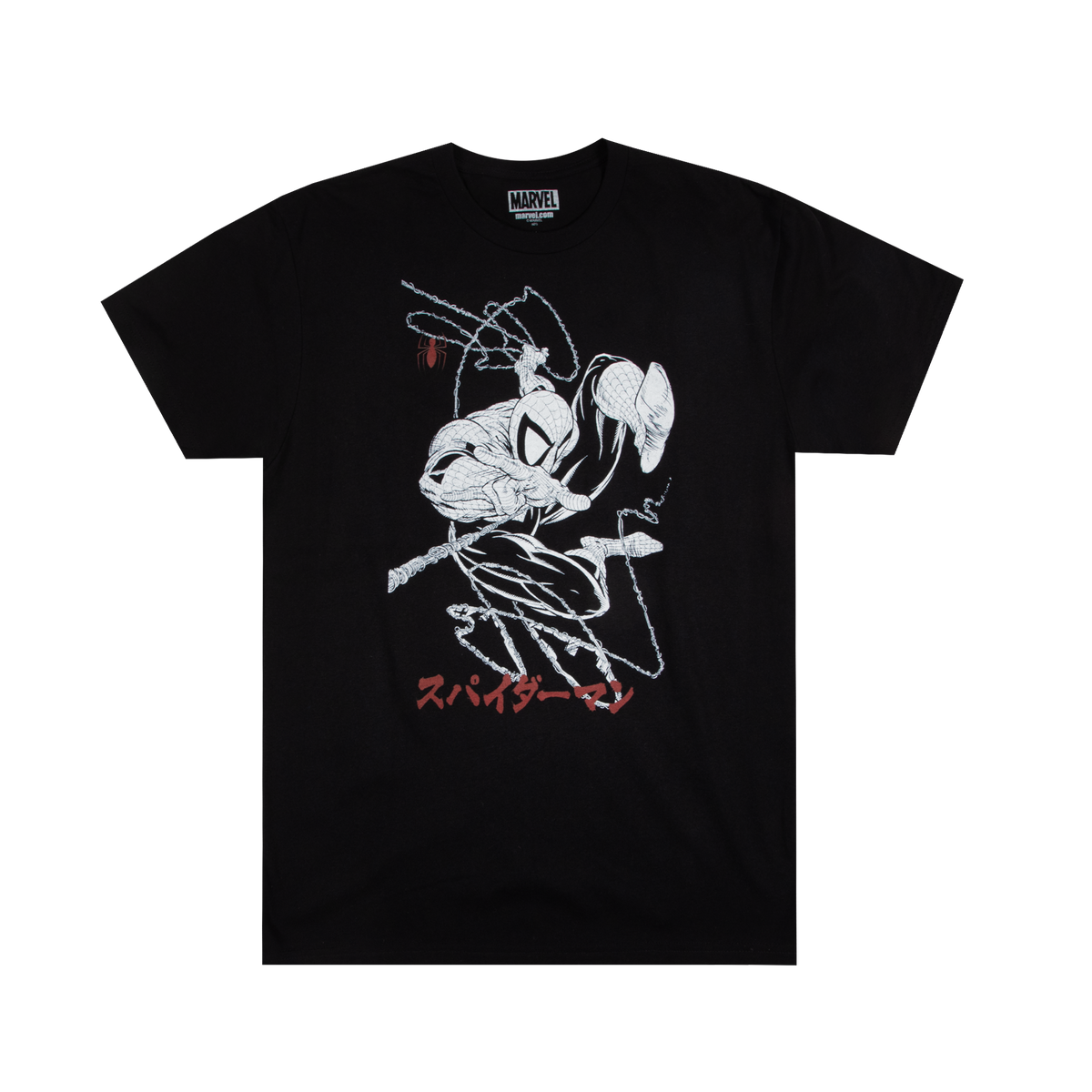 Spider-Man Marvel Universe McFarlane Kanji Black Tee - Marvel | Heroes ...