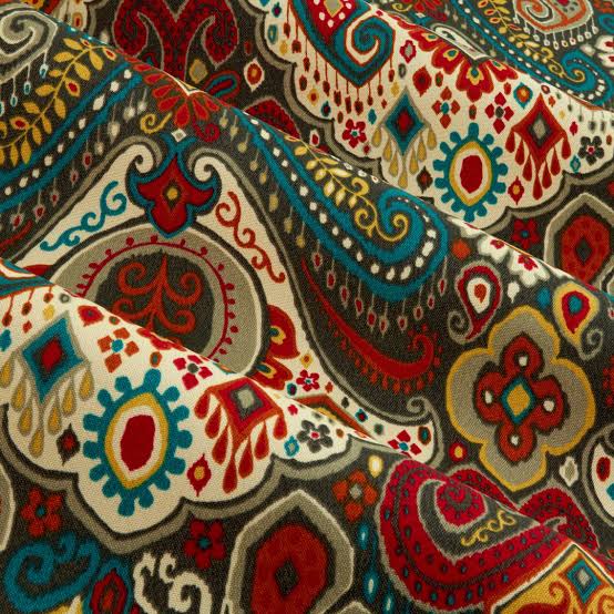 Boho Upholstery Fabric by the Yard, Geometric Ornate with Various