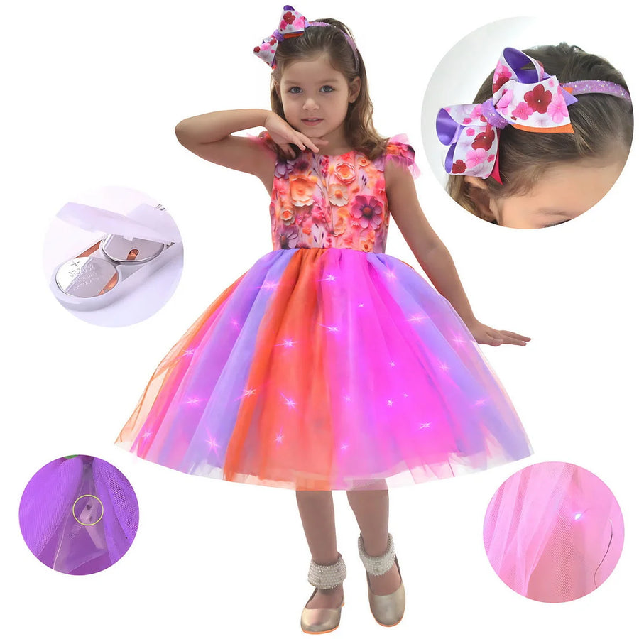 Enchanted Garden Dress with LED and Beautiful Hair Bow