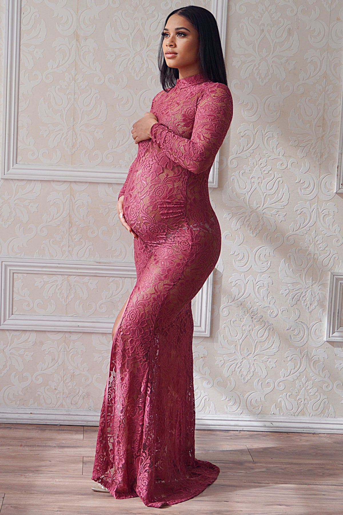 Jessica Gown • Fitted Maternity Gown • Slim Fit Maternity Gown • Sweet –  Pinkstar Maternity Couture