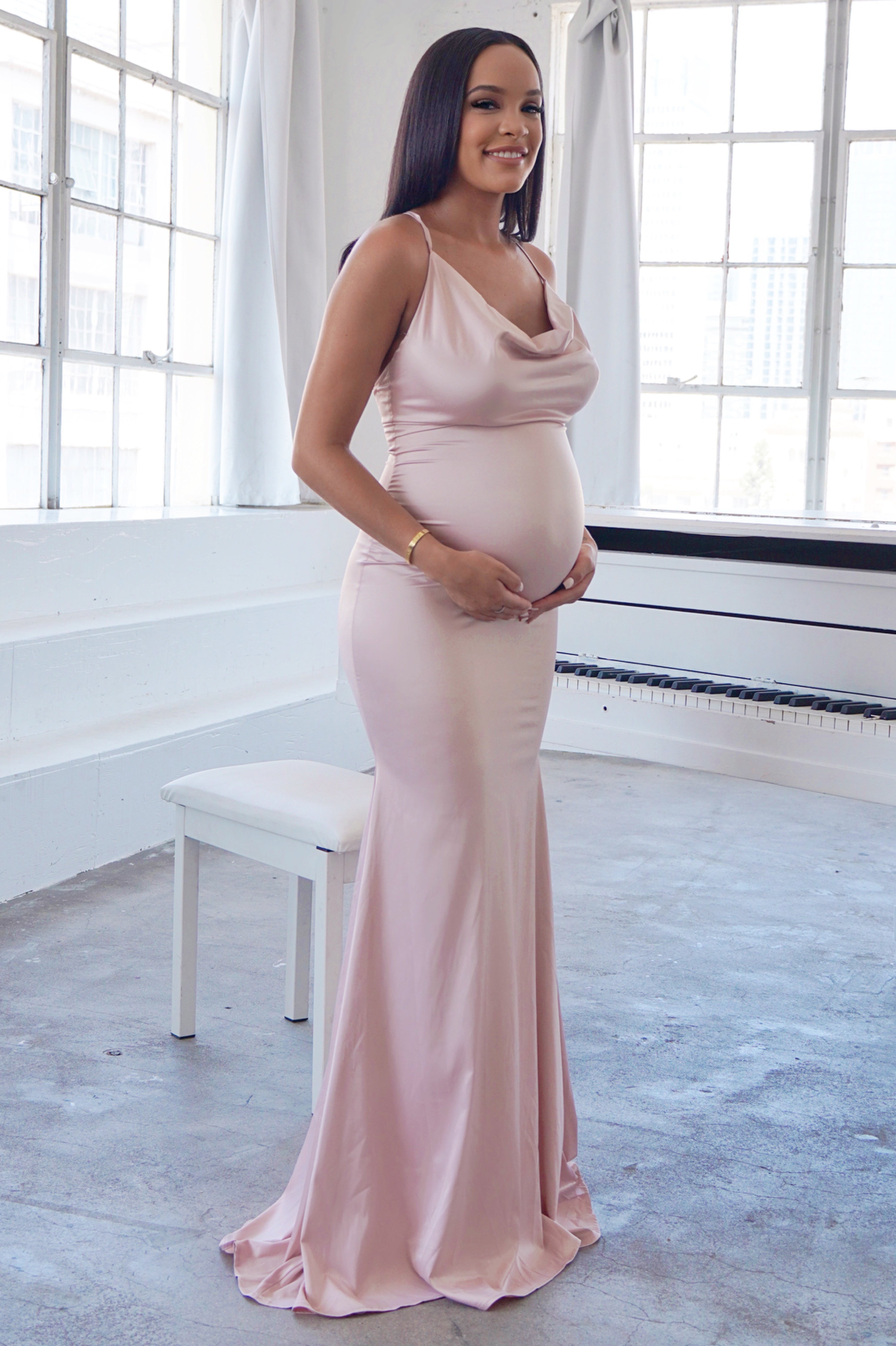 Pink silk clearance maternity dress