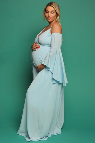 Royal Blue Luxury Maternity Wrap Gown, baby shower, pregnant guest ...