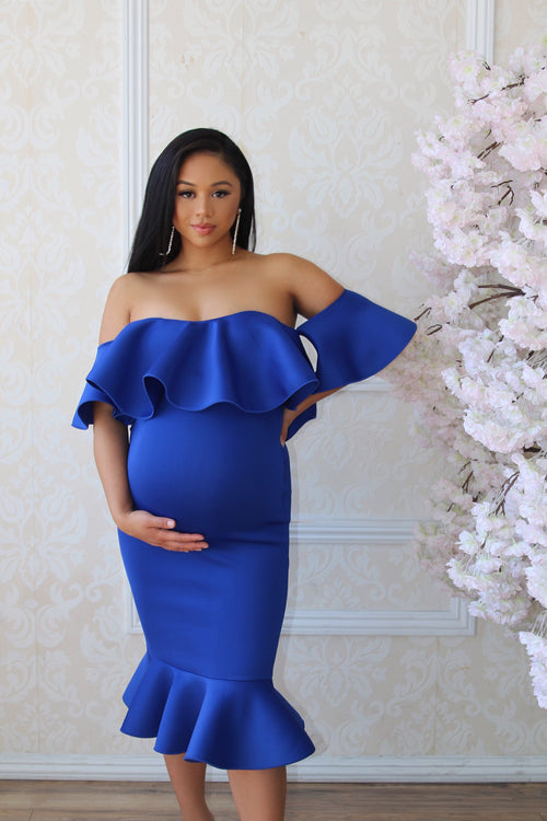 royal blue and gold dress for baby shower