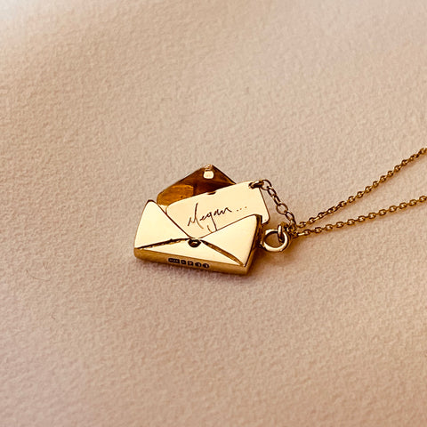 Bespoke Signature Envelope Necklace, 9ct Gold, Megan... Open By Leahy Fine Jewellery