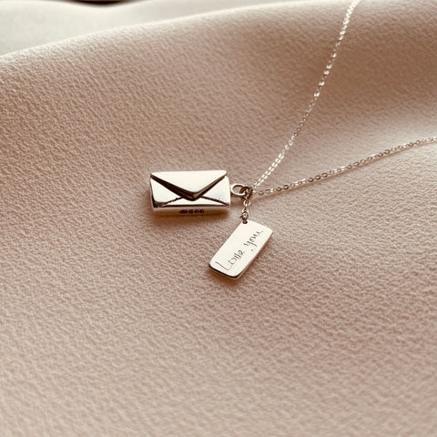 By Leahy Fine Jewellery Bespoke Signature Envelope Necklace Sterling Silver Love you