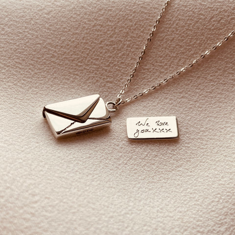 By Leahy Fine Jewellery Bespoke Signature Envelope Necklace Sterling Silver We love you xxx