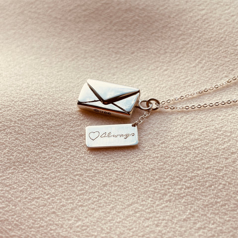 By Leahy Fine Jewellery Bespoke Signature Envelope Necklace Sterling Silver heart always