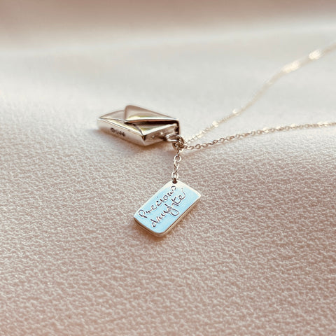 By Leahy Fine Jewellery Bespoke Signature Envelope Necklace Sterling silver Precious daughter