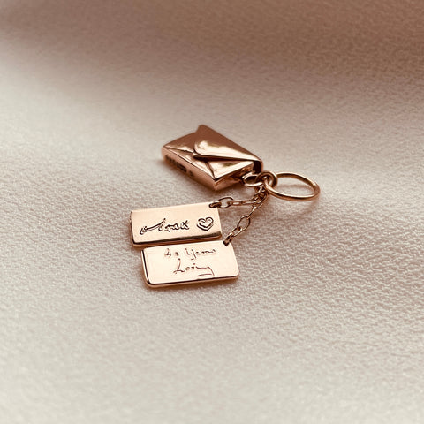 By Leahy Fine Jewellery Bespoke Signature Envelope Pendant 10ct Rose Gold 40 years loving