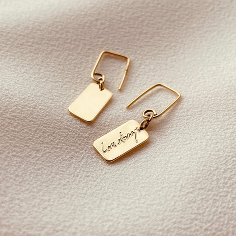 By Leahy Fine Jewellery Bespoke Slip Shortie Drop Earrings 9ct Gold Love Always