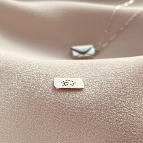 By Leahy, Fine Jewellery Graduation Gift Signature Envelope Necklace Sterling Silver, Graduation Hat Symbol