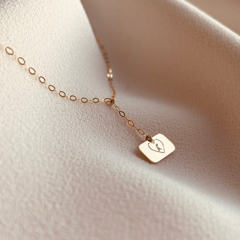 By Leahy Fine Jewellery Slip Necklace 9ct Gold heart with initial