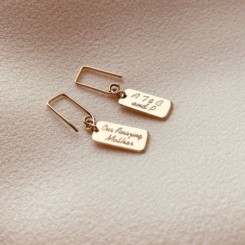 By Leahy Fine Jewellery Slip Shortie Drop Earrings 9ct Gold Our Amazing Mother Initials.jpg