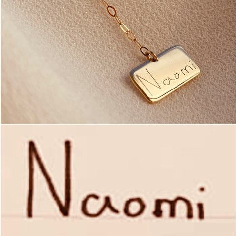 By Leahy Slip Duo Necklace 9ct Gold Bespoke Engraving Children's Signatures Naomi