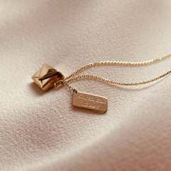 Signature Envelope Necklace, 9ct gold, An bposfaidh tú mé? Will you marry me? By Leahy Fine Jewellery