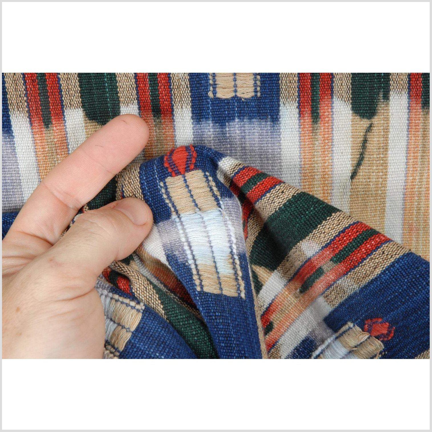 Naga cotton blanket, ethnic striped bedcover, distressed Naga tribal f ...