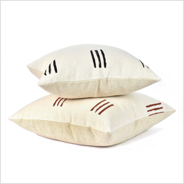 Neutral Boho Pillow Set Beige Sofa Pillow Set White Mud Cloth