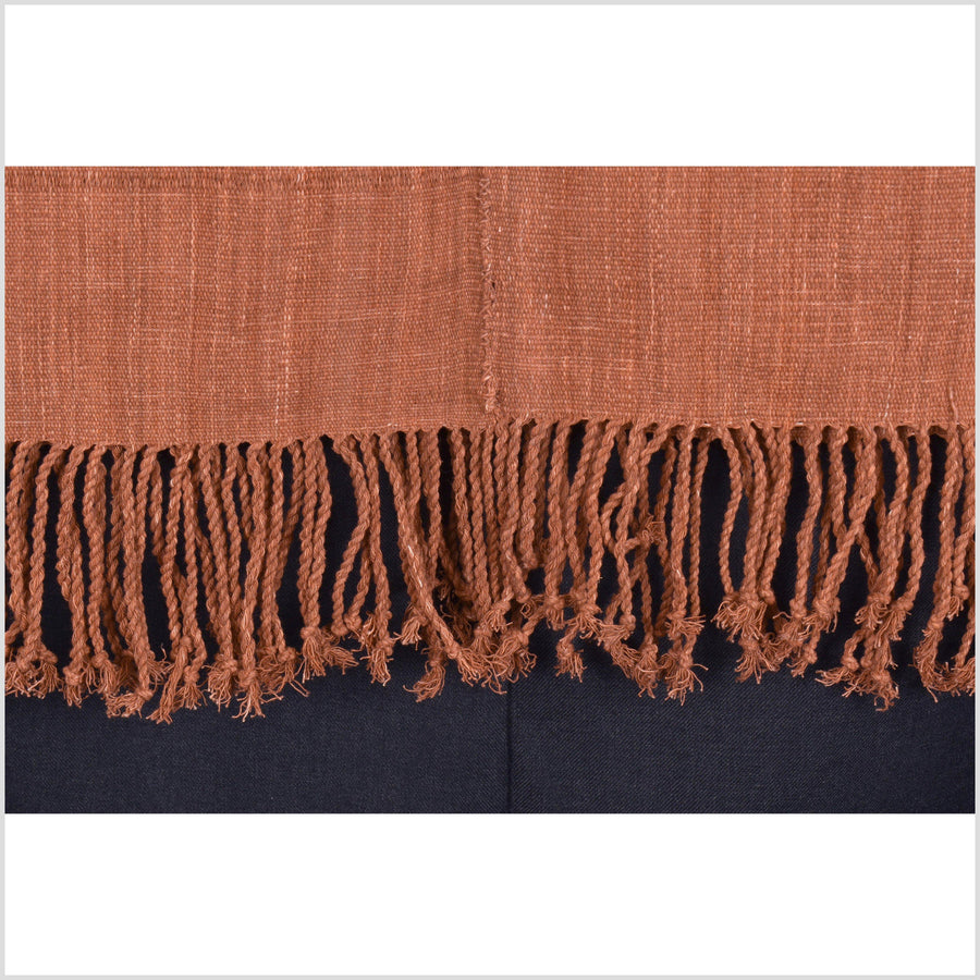Rust, burnt umber, natural organic dye cotton, handwoven tribal textile, Karen Hmong fabric, Thai bohemian throw MQ95
