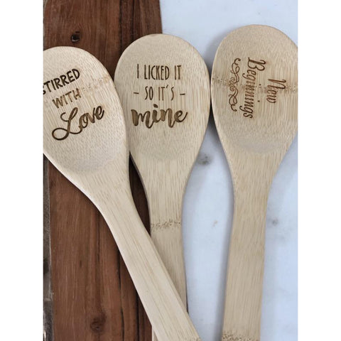 Personalize Enrgaved Spurtle Spatula Spoon Kitchen Cooking Utensil - Premium Wood w/ Customized Engraving - Natural Teak Wood Machine Washable - Non