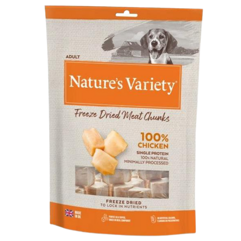 Natures Variety freeze dried chunks for dogs, chicken flavour