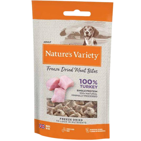 Natures Variety freeze dried turkey bites for dogs