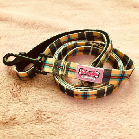 Puppies and Pom Poms Cornish Tartan Dog Lead