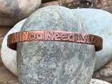 Etched Copper Bangle - "All You Need is Love" - Adjustable
