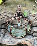 Labradorite Moon Pendant in Copper with Amazonite Star