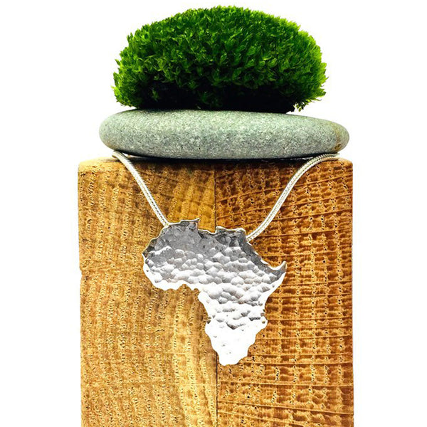 Hammered Africa Sterling Silver Pendant