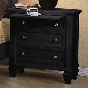 black three drawer nightstand