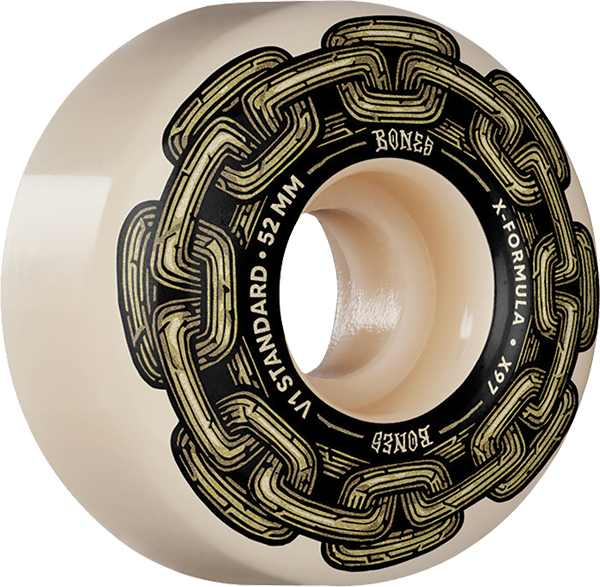 Bones Wheels Xf X97 V1 Std 52mm 97a Gold Chain Nat Skateboard Wheels (Set of 4)