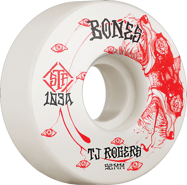 Bones Wheels Rogers STF V3 Whirling Specters 52mm 103a Wt Skateboard Wheels (Set of 4)