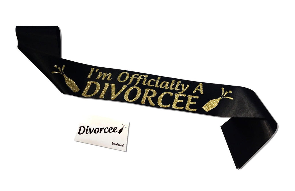 Personalised Officially Divorcee Sash Satin Divorce Party Banner Gold ...