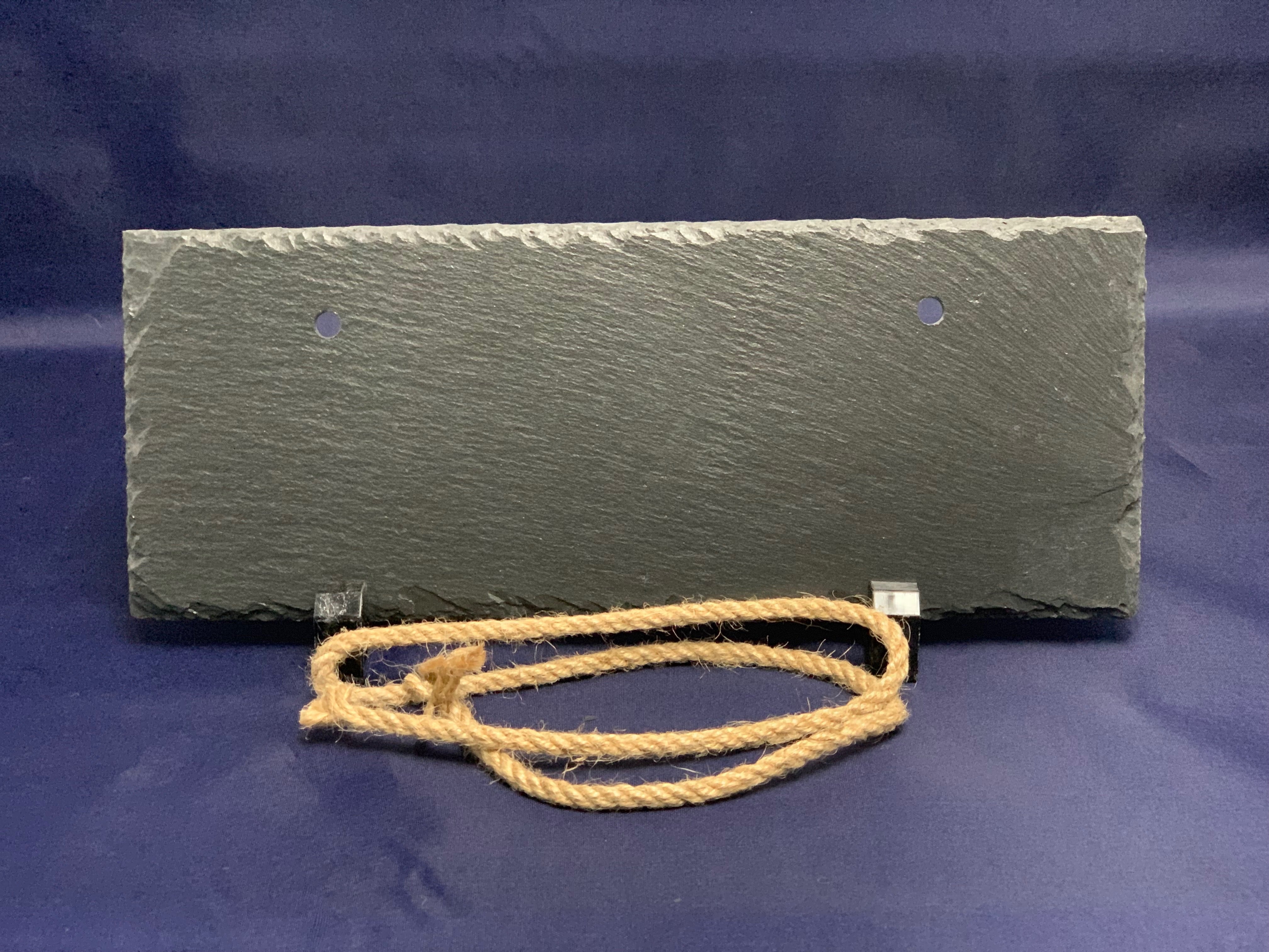10" x 4" Rectangle Slate Decor with hanger string.