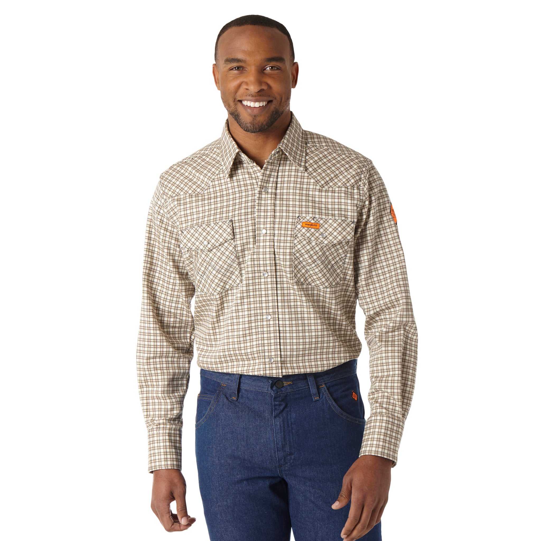 Men's Wrangler® FR Flame Resistant Long Sleeve Western Snap Plaid Shir –  Hart Industrial Supply