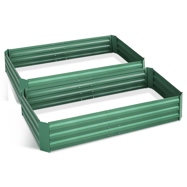 Green Fingers Set of 2 210cm x 90cm Raised Garden Bed - Green - Factory Direct Oz