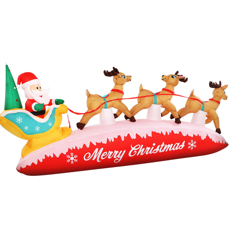 Jingle Jollys 2.8M Inflatable Santa On Sleigh