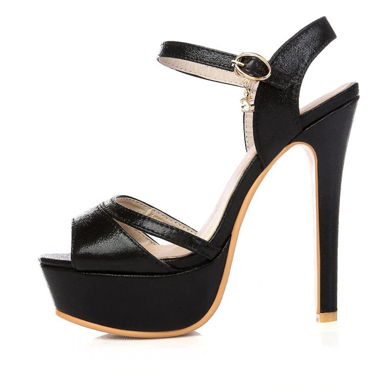Women's Black High Heel Gladiator Sandal | BlingFeed™