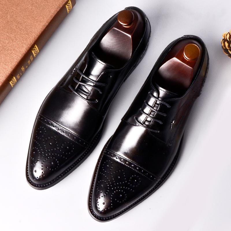 Men's Burgundye Genuine Leather Oxford Shoes | BlingFeed