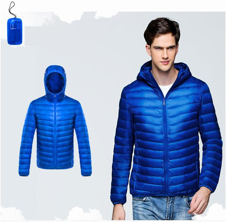 Color: Gray, Black, Blue, Green, Navy Blue, Red 90% White Duck Ultra Light Hooded Jacket | blingfeed.com