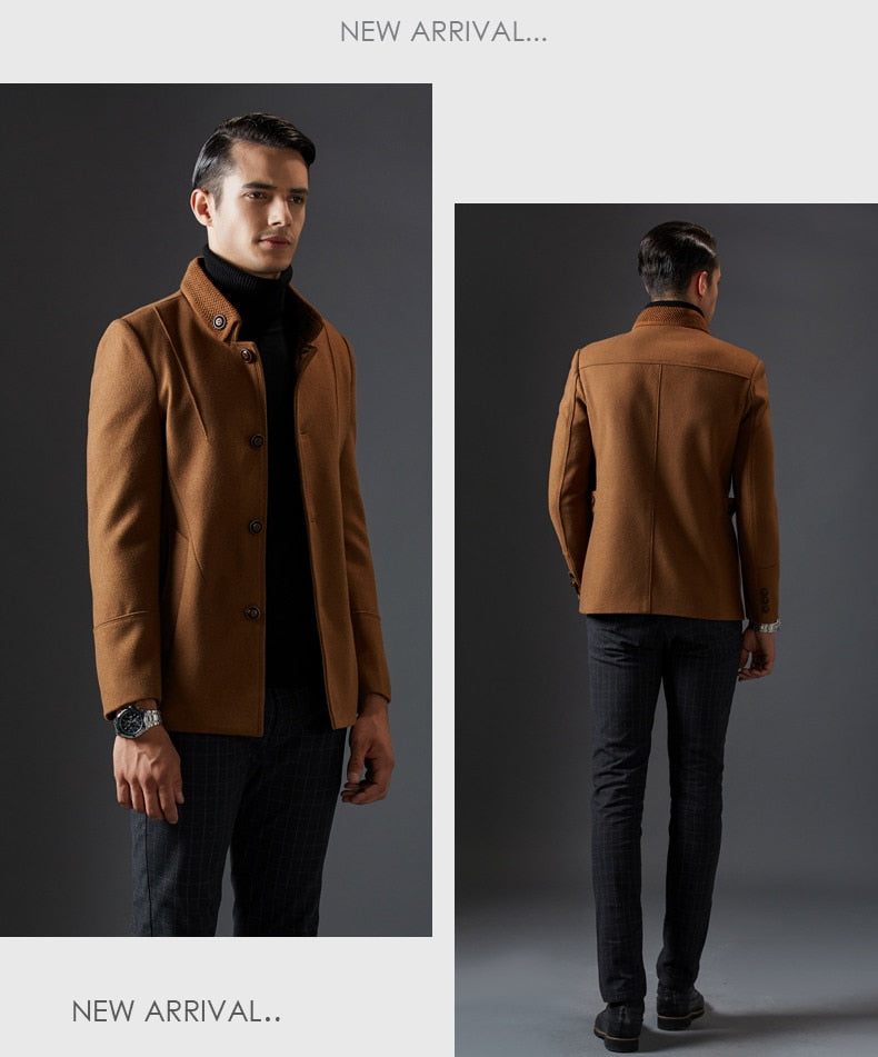 Color: Light Tan, Dark Blue, Wine Red Wool Blend Single Breasted Jacket | blingfeed.com