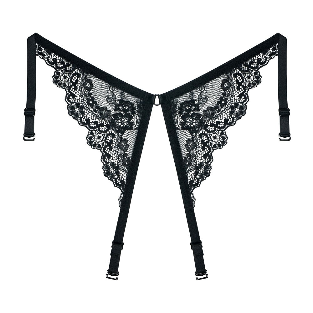 Black 7 Pcs Sexy Lace Lingerie Set With Robe, Bra, Panties, Stockings ...
