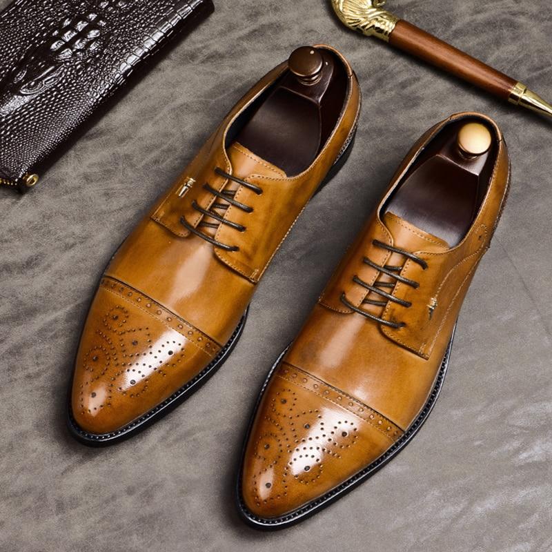 Men's Burgundye Genuine Leather Oxford Shoes | BlingFeed