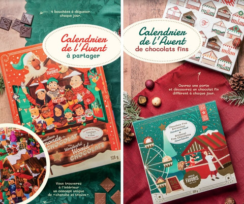 calendrier de l'avent familial et calendrier de chocolats fins de chocolats favoris